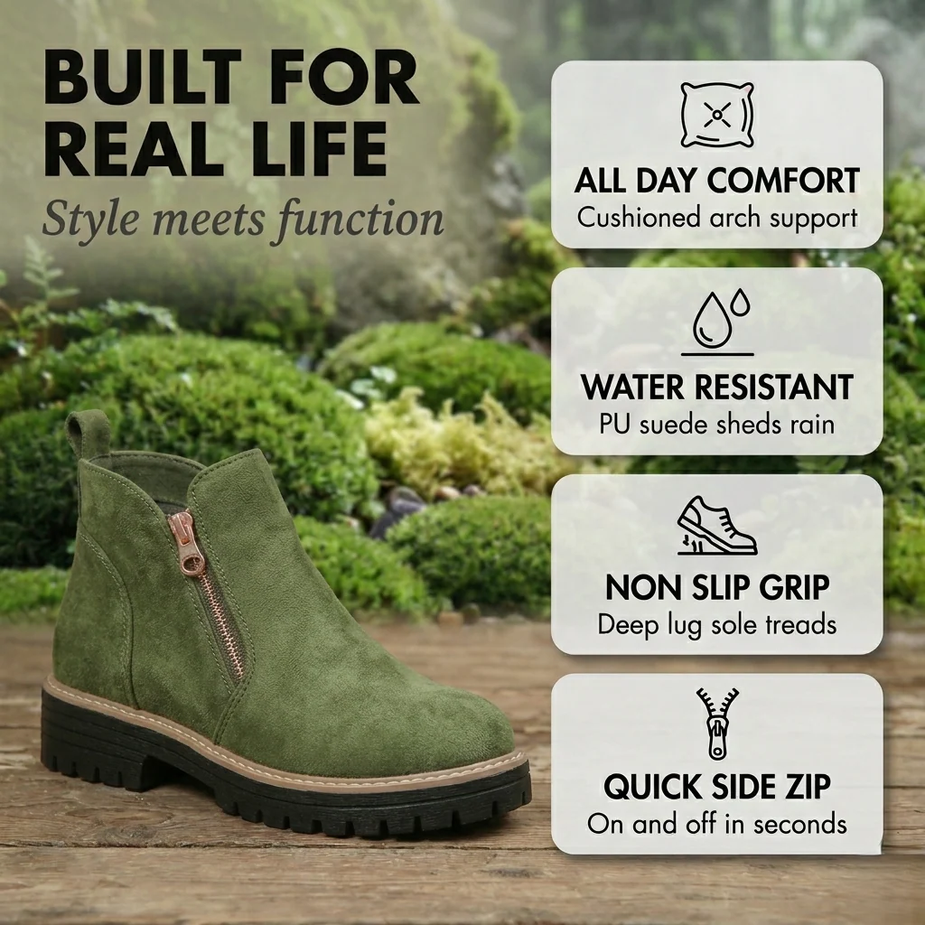 Ashford™ – Water-Resistant Side-Zip Suede Ankle Boots +50% OFF - Image 4
